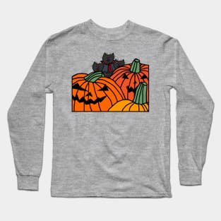 Vampire Cats and Halloween Horror Pumpkins Long Sleeve T-Shirt